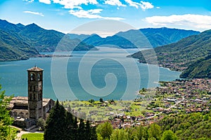 Panorama of Lake Como in summer.