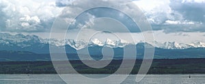 Panorama of Lake Constance, southern shore and mountain range