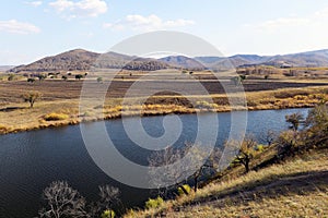 Panorama of lake and field in inner mongolia