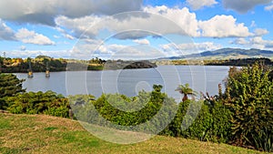 Panorama of Lake Karapiro, New Zealand