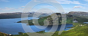 Panorama of Lake Kilpisjarvi and Malla fells in Finnish Lapland photo