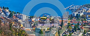 Panorama of Lake Maggiore and Locarno roofs, Switzerland