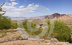 A panorama of Lake Meade and surrounding landscape Nevada. photo
