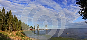 Panorama of Lake Onega, Karelia, Russia photo