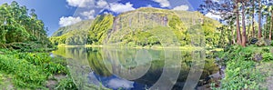 Panorama of lake Poco do Ribeira do Ferreiro at the Azores island of Flores