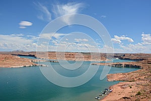 Panorama of lake powell in summer