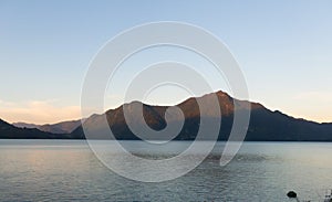 Panorama of Lake Ranco, the third largest lake in Chile. In the region of Los RÃ­os, in AraucanÃ­a or Patagonia, Chilean Andes.