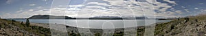 Panorama of lake tekapo in New Zealand
