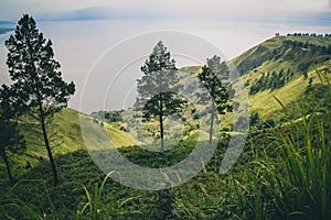 Panorama of lake Toba on the island of Sumatra,