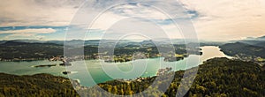 Panorama of Lake Worthersee and Klagenfurt city