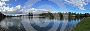 Panorama of lakes in the park Pildammsparken in MalmÃ¶ Sweden