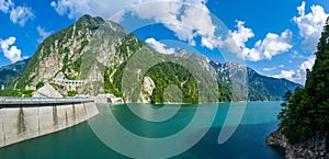 Panorama landscap of Kurobe Dam is a famous and beautiful dam at Ashikuraji, Tateyama, Nakaniikawa District, Toyama