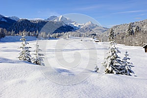 Panorama landscape in Bavaria at winter