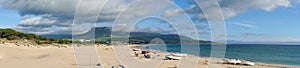 Panorama landscape of Bolonia Beach and sand dune on the Costa de la Luz in Andalusia