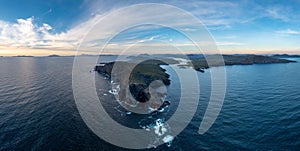 Panorama landscape of the Bray Head cliffs on Valentia Island at dusk