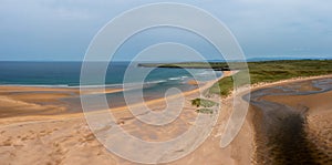 Panorama landscape of Lacken Strand on the coast of North Mayo in Ireland