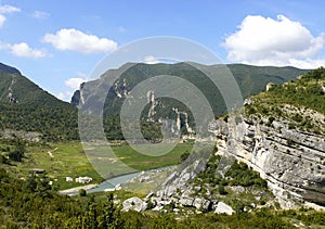 Panorama landscape of river Noguera RibagorÃ§ana