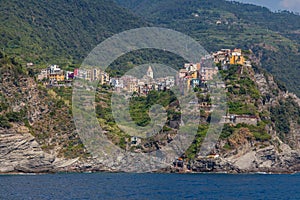 Panorama landscape of the town of Corniglia in Cinque Terre