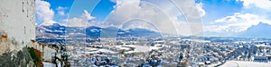 Panorama landscape view salzburg austria moutain blue sky city