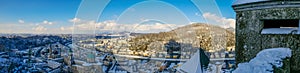 Panorama landscape view salzburg austria moutain blue sky city