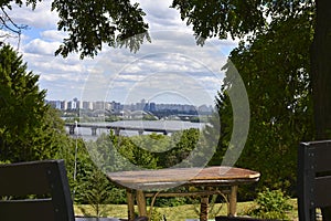 Panorama of a large beautiful city view of the city and sky