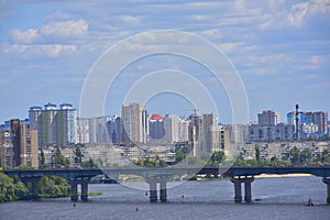 Panorama of a large beautiful city view of the city and sky photo