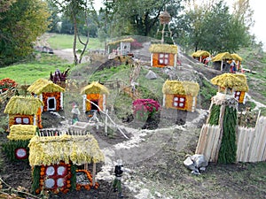 Panorama of the life of Cossacks from floral design fairy tale