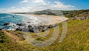 Panorama of Lighthouse beach in Port Macquarie in the summer