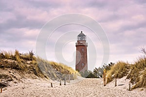 Panorama from the lighthouse Darsser place at the Baltic Sea. Germany