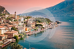 Panorama of Limone sul Garda, lake Garda, Italy.