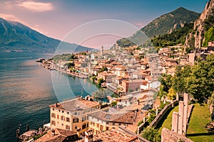 Panorama of Limone sul Garda, lake Garda, Italy.