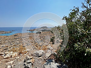 Panorama at Lindos on Rhodes, Greece.