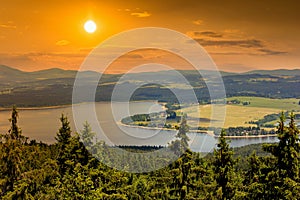 Panorama of Lipno lake. South Bohemian region. Czechia