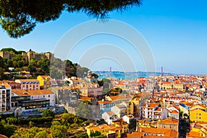 Panorama of Lisbon old town viewed from Miradouro da Graca observation point, Portugal