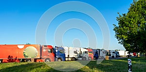 Panorama logistics truck at the rest area