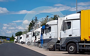 Panorama logistics truck at the rest area