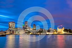 Panorama of London with modern downtown in England, UK
