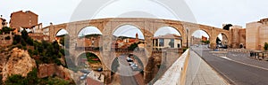 Panorama of Los Arcos aqueduct. Teruel