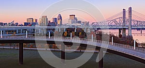Panorama of Louisville, Kentucky skyline at dawn