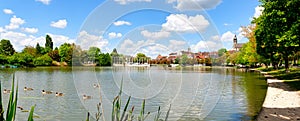 Panorama of the lower lake with view to the city in BÃ¶blingen, Germany