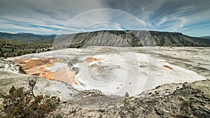 Panorama of Lower Terraces Area Near Mammoth Hot Springs, Yellowstone National Park, Wyoming