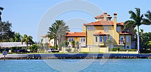 Panorama of Luxury beach house with docking