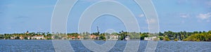 Panorama of luxury waterfront homes in Palm Beach Florida