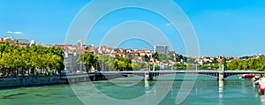 Panorama of Lyon above the Rhone River in France