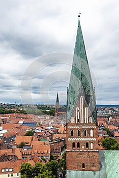 Panorama of LÃ¼neburg with St. Johannis Church in Lunenburg, Germany