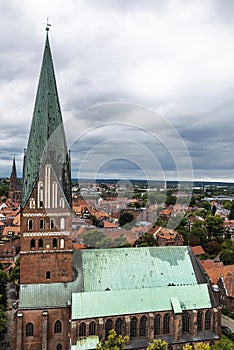 Panorama of LÃ¼neburg with St. Johannis Church in Lunenburg, Germany