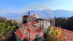 Panorama of Madonna del Sasso Sanctuary and Lake Maggiore, Orselina, Switzerland