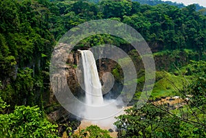 Panorama of main cascade of Ekom waterfall at Nkam river, Cameroon photo