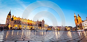 Panorama of the main old town market of Cracow
