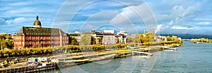 Panorama of Mainz with the Rhine river in Germany